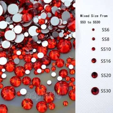 1440 Mixed Size Flatback Glass Rhinestones for Crafts