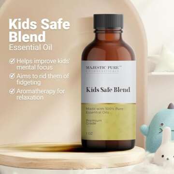 Majestic Pure Kids Safe Essential Oil Blend | 100% Pure & Natural Premium Grade Blend | Cedarwood Himalaya, Patchouli, Ylang Ylang, Frankincense | for Aromatherapy & Diffuser | 1oz