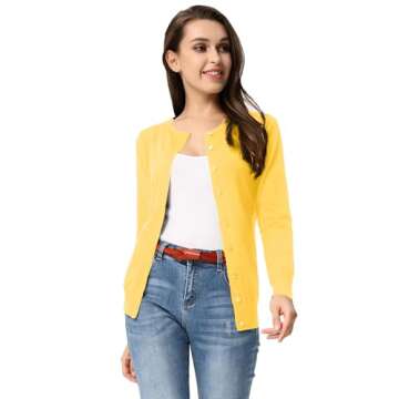 GRACE KARIN Yellow Cardigan Sweaters for Women - Lightweight, Stylish, and Comfortable