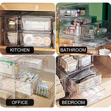 Yatmung Stackable Fridge and Pantry Organizer - Clear Bins