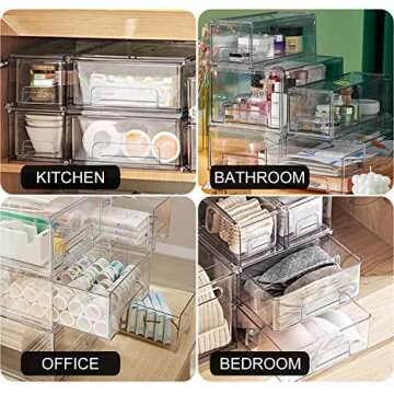 Yatmung Stackable Fridge and Pantry Organizer - Clear Bins