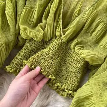 Bell Sleeve Tops for Women Dressy Tops for Evening Wear Lace Blouses for Women (Green,One Size,One Size)