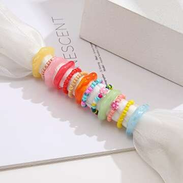 CJIAYUJEW Wide Band Rings for Women Men Chunky Gold Large Thumb Rings Exaggerated Vintage Statement Gold Band Rings Size 6-10（Gold and Silver） (35PCS, 8)