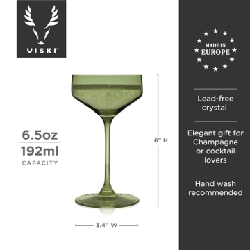 Viski Sage Green Coupe Glasses Set - Elegant Cocktail Design