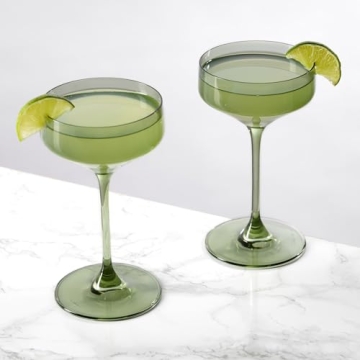 Viski Sage Green Coupe Glasses Set - Elegant Cocktail Design