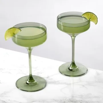 Viski Sage Green Coupe Glasses Set - Elegant Cocktail Design