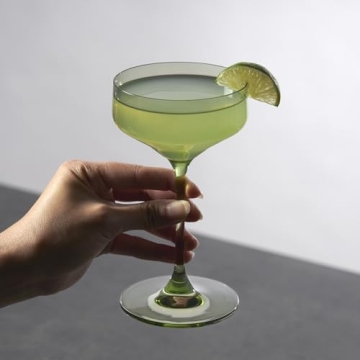 Viski Sage Green Coupe Glasses Set - Elegant Cocktail Design