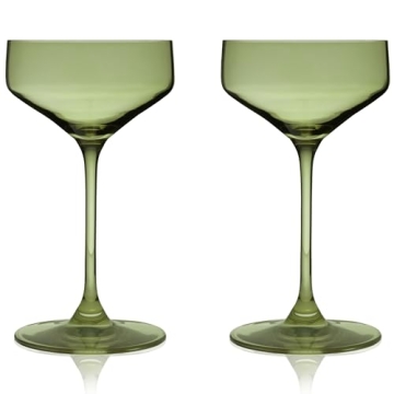 Viski Sage Green Coupe Glasses Set - Elegant Cocktail Design
