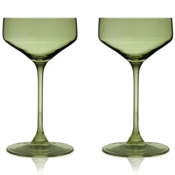 Viski Sage Green Coupe Glasses Set - Elegant Cocktail Design