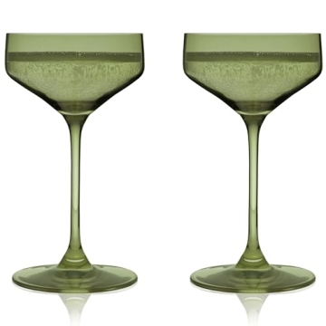 Viski Sage Green Coupe Glasses Set - Elegant Cocktail Design