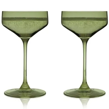 Viski Sage Green Coupe Glasses Set - Elegant Cocktail Design