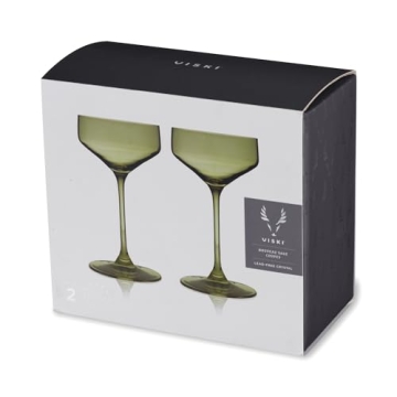 Viski Sage Green Coupe Glasses Set - Elegant Cocktail Design