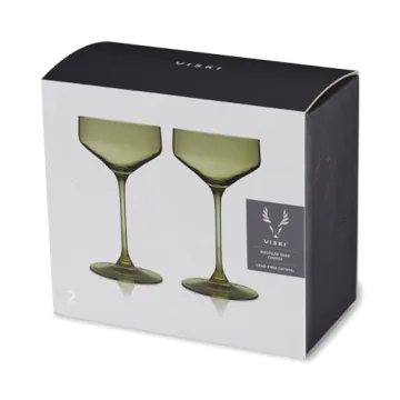 Viski Sage Green Coupe Glasses Set - Elegant Cocktail Design
