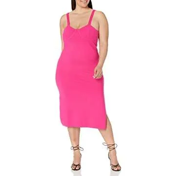The Drop Women's Sylvia Midi Sweater Dress, Hot Pink, S