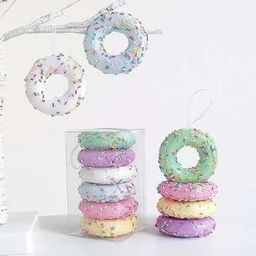 Colorful 6PCS Donut Dessert Ornaments for Festive Decor