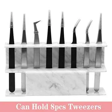 Lash Extension Supplies Tweezer Holder Stand GEMERRY Eyelash Extension Supplies Accessories Tools Acrylic Display Storage 8 Pcs Tweezers Shelf Holder (Marbling)