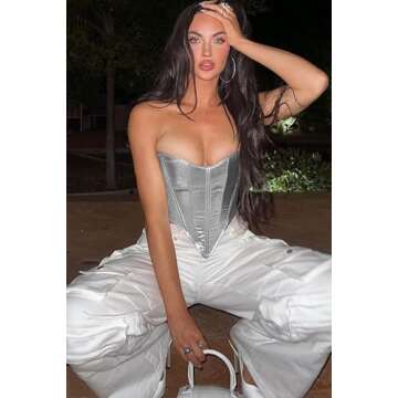 Stylish ABMOIU Leather Corset Top for Women - Glamorous Design