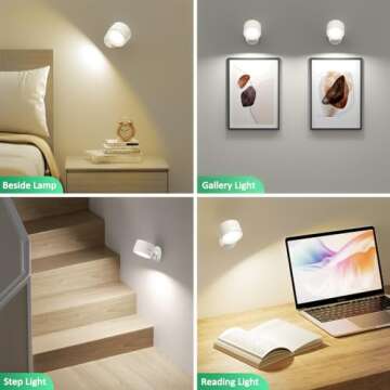 LED Wall Sconces with Remote, Battery Operated, Magnetic 360° Rotation for Bedroom Living Room