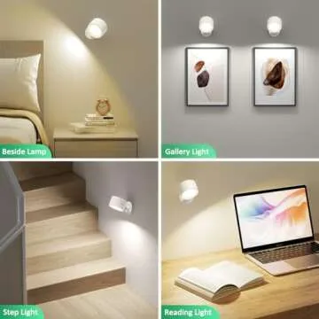 LED Wall Sconces with Remote, Battery Operated, Magnetic 360° Rotation for Bedroom Living Room
