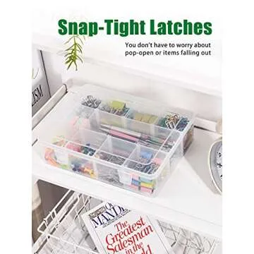 iBune 12 Grids Plastic Compartment Container, Bead Storage Organizer Box Case with Adjustable Removable Dividers for Jewelry Craft Tackles Tools, Size 8.8 x 7.1 x 2.3 in, White