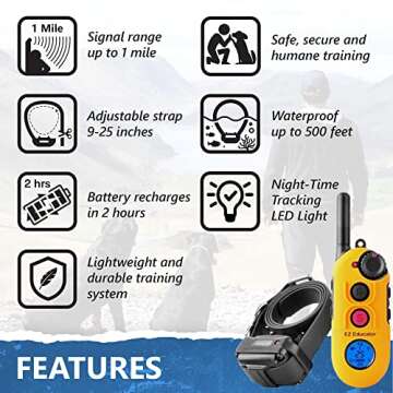 E-Collar Educator EZ-900-1/2 Mile Remote Waterproof Dog Trainer - Static, Vibration and Sound Stimul...