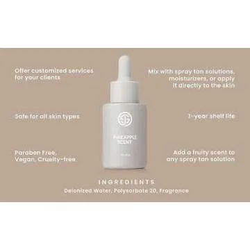 SJOLIE Sunless Tanning Additive - Pineapple Scent Drops | Enhance Spray Tan or Self Tanners - 1oz