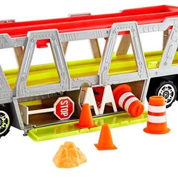 Matchbox Construction Hauler Detachable Cab Holds 16 Vehicles Plus Metal die-cast Tractor and Parts for Realistic Story Play Great Gift Ages 3 and Older