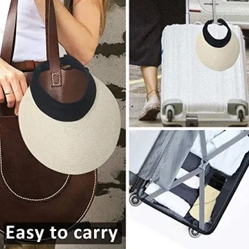 Stylish Women Straw Sun Visor Hat for Summer UV Protection
