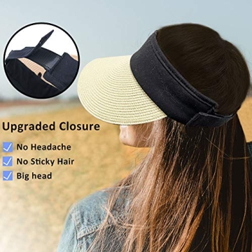 Stylish Women Straw Sun Visor Hat for Summer UV Protection