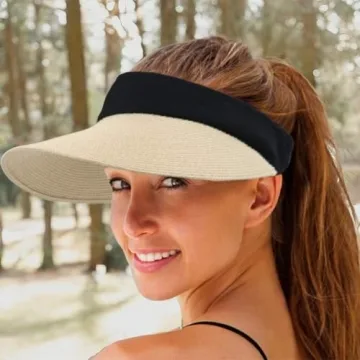 Stylish Women Straw Sun Visor Hat for Summer UV Protection