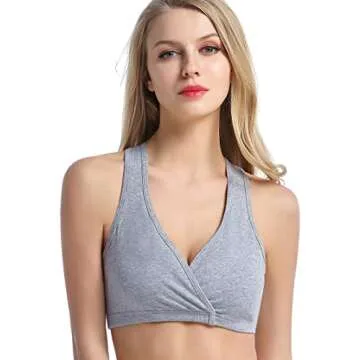 CAKYE 3PACK Racerback Maternity Nursing Sleep Bra Breastfeeding Tank (Medium, A-Black/Navy/Grey 3Pack)
