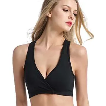 CAKYE 3PACK Racerback Maternity Nursing Sleep Bra Breastfeeding Tank (Medium, A-Black/Navy/Grey 3Pack)