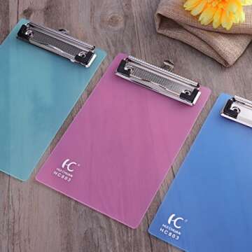 NUOLUX 5 Pack A6 Clipboard Clip Boards Colourful Plastic Clipboard (Random Color)