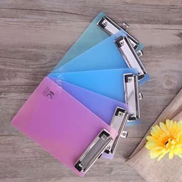 NUOLUX 5 Pack A6 Clipboard Clip Boards Colourful Plastic Clipboard (Random Color)