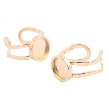 Reidgaller 10pcs Fit 10mm Round Cabochon Ring Blanks Stainless Steel Base Settings for Rings Jewelry Making Supplies (Gold Plated)