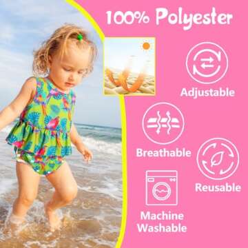 Babygoal Baby Girl Swim Diapers 3 Pack for 0-8 Months Infant, Reusable Adjustable Washable for Swim Class-Flower