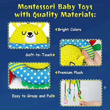 Montessori Toys for 1+ Year Old,Pull String Sensory Toys for Toddlers Fine Motor Skills,Plush Learni...