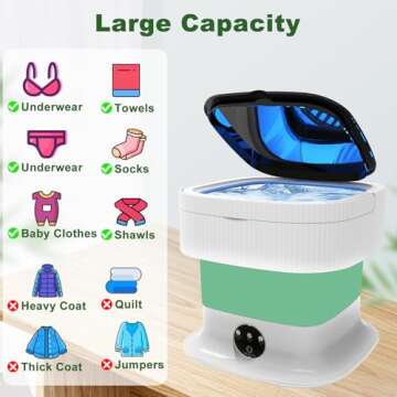 15L Mini Washing Machine, Portable Washer and Dryer, Compact Folding Laundry Washer for Travel and C...