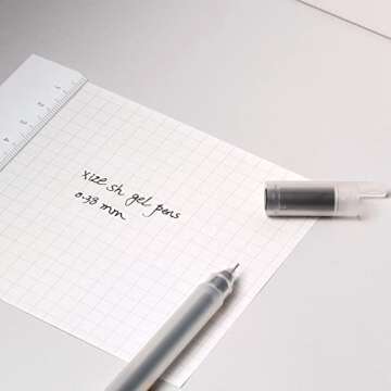 XIZE SH Minimalist Japanese Style Gel Pens Ultra Fine Point 0.38mm Black Pens For Smooth Writing Note Taking Black Ink Pen,12 Count