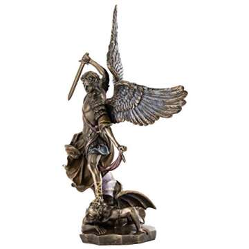 Top Collection Archangel St. Michael Statue - Michael Archangel of Heaven Defeating Lucifer in Premium Cold-Cast Bronze - 14.5-Inch Collectible Angel Figurine