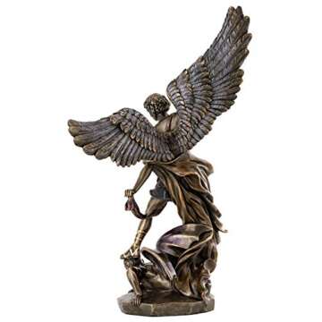 Top Collection Archangel St. Michael Statue - Michael Archangel of Heaven Defeating Lucifer in Premium Cold-Cast Bronze - 14.5-Inch Collectible Angel Figurine