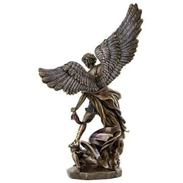 Top Collection Archangel St. Michael Statue - Michael Archangel of Heaven Defeating Lucifer in Premium Cold-Cast Bronze - 14.5-Inch Collectible Angel Figurine