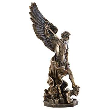 Top Collection Archangel St. Michael Statue - Michael Archangel of Heaven Defeating Lucifer in Premium Cold-Cast Bronze - 14.5-Inch Collectible Angel Figurine