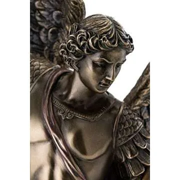 Top Collection Archangel St. Michael Statue - Michael Archangel of Heaven Defeating Lucifer in Premium Cold-Cast Bronze - 14.5-Inch Collectible Angel Figurine