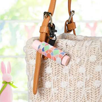 Sureio 10 Pack Lip Balm Holder Keychain Compact Clip On lipstick Lip Gloss Holder Keychain Elastic lipstick Sleeve Clip (Rustic Style)