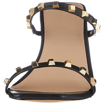 The Drop Women's Avery Square Toe Two Strap High Heeled Sandal, Black Studded, 7