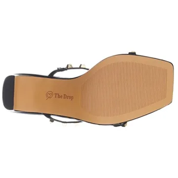 The Drop Women's Avery Square Toe Two Strap High Heeled Sandal, Black Studded, 7