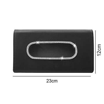 cocaNbutter Bling Car Tissue Holder for Car Mask Holder for Car Visor Tissue Holder for Car Leather Crystals Sun Visor Napkin Holder Tissue Case Holder for Car, Vehicle (Black)