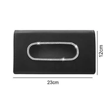 cocaNbutter Bling Car Tissue Holder for Car Mask Holder for Car Visor Tissue Holder for Car Leather Crystals Sun Visor Napkin Holder Tissue Case Holder for Car, Vehicle (Black)