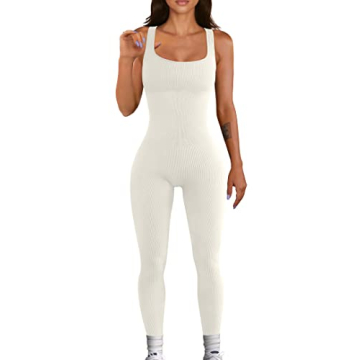 OQQ Women's Yoga Ribbed Jumpsuit for Style and Comfort